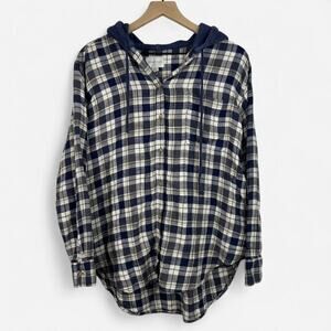 American eagle plaid hooded flannel button up shirt